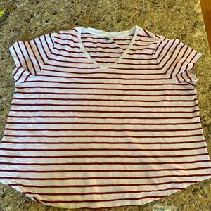 Old Navy Red and White Striped Short Sleeve Tee
